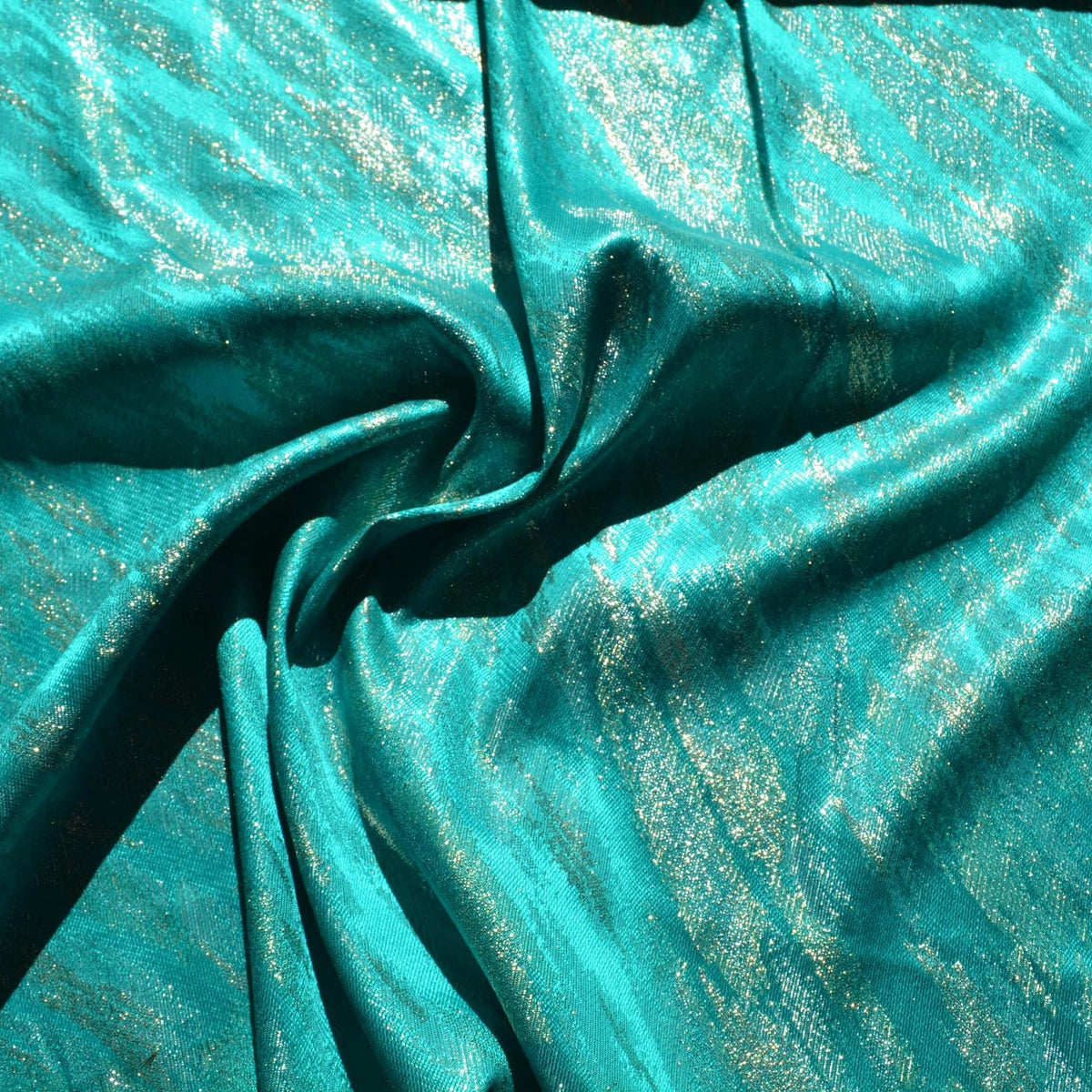 100% Silk Embroidered Silk Fabric Aqua Embroidered with gold 45" Wide Luxury Fabric Sewing | By the Yard