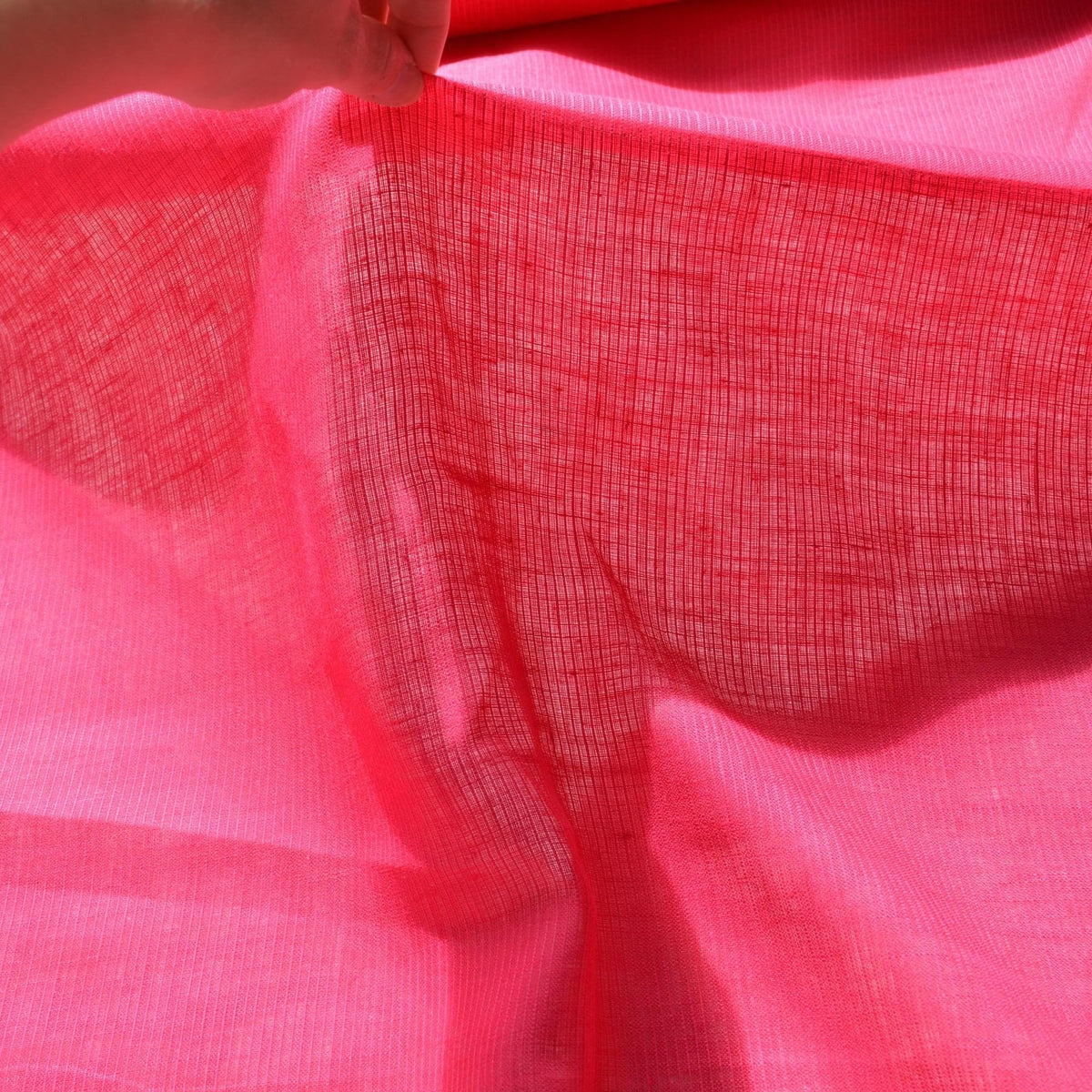 100% Linen Fabric Striped Bright pink striped 35" Wide Dressmaking Tailoring | By the Yard
