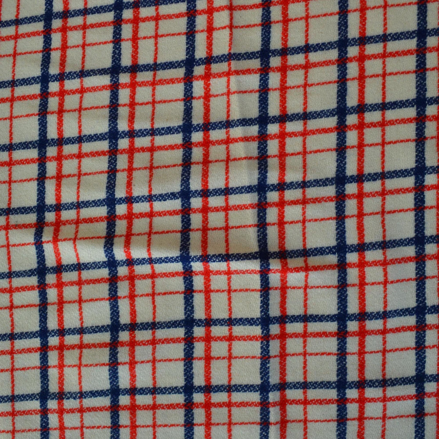 Heavyweight Red and Navy Tartan Wool Fabric Windowpane Check 55 Inch Wide | By the Yard