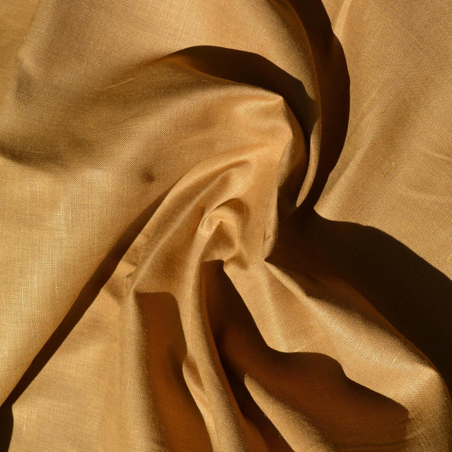 Tan/Mustard Yellow | 100% Linen | Designer Deadstock | By the Yard