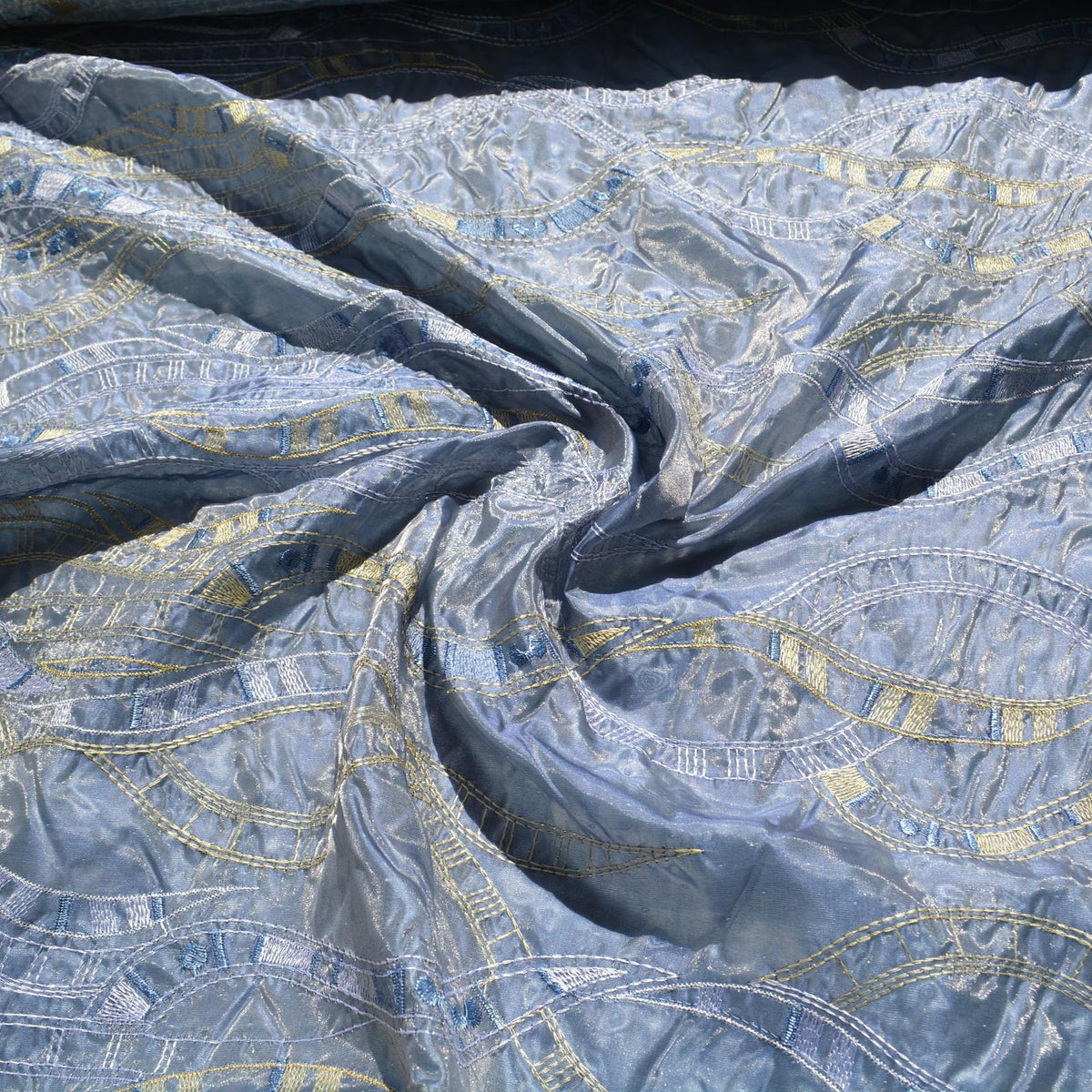 Blue Brocade Fabric | Designer Deadstock | By the Yard