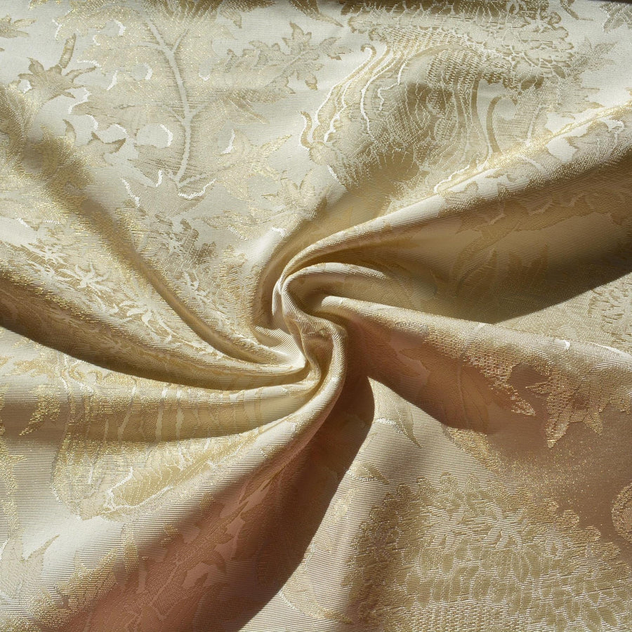 Brocade Fabric | Ivory and gold| Upholstery Fabric & Home Decor Textile | Curtain, Drapery, Pillow | By the Yard