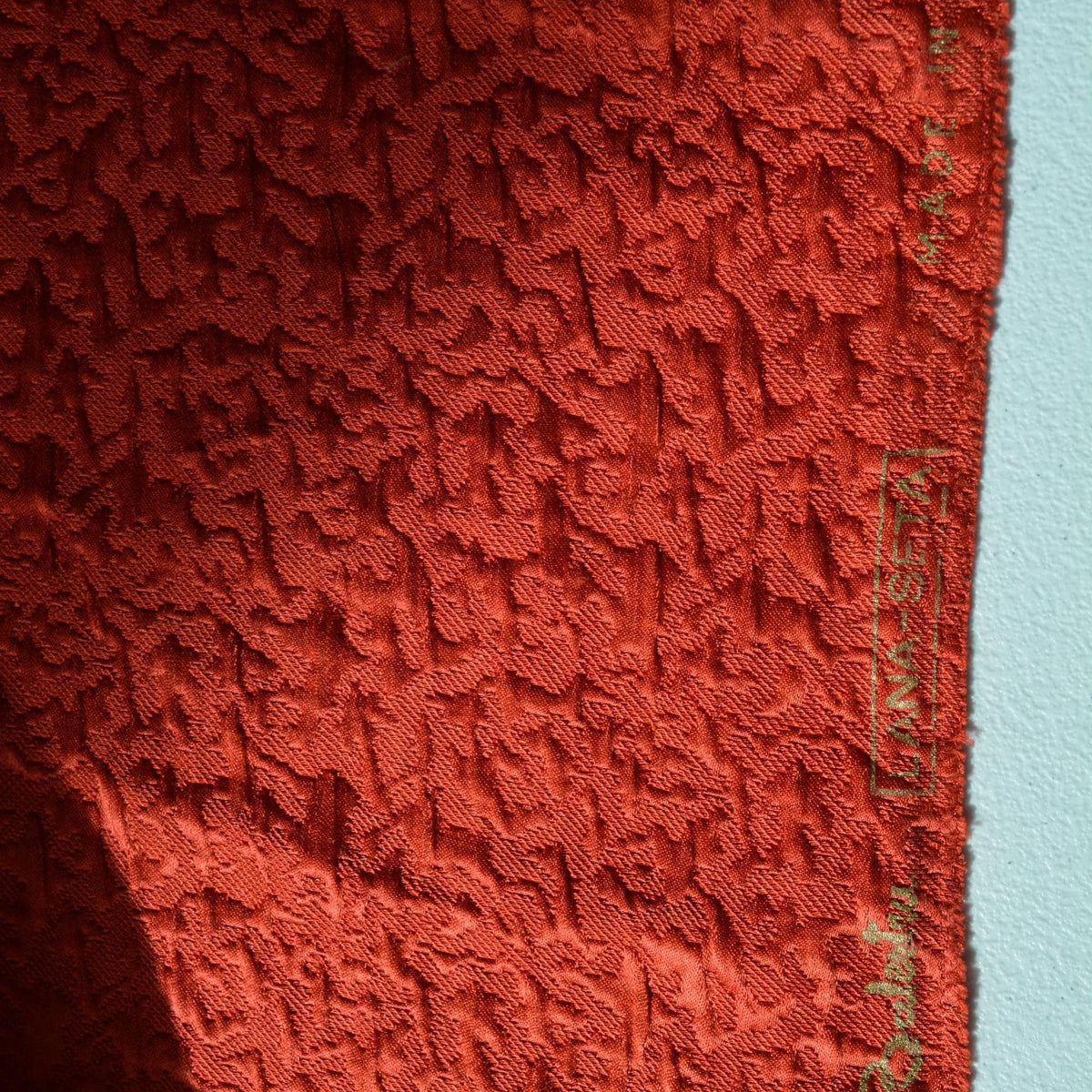 Italian Silk Wool Blend Fabric Red Textured Designer Textile | By the Yard