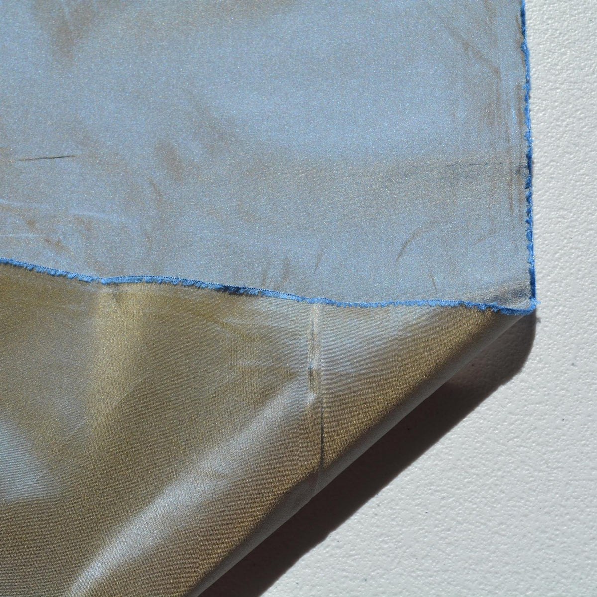 Silk Taffeta Fabric Sky blue and muted gold Two-tone 56" Wide Luxury Fabric | By the Yard