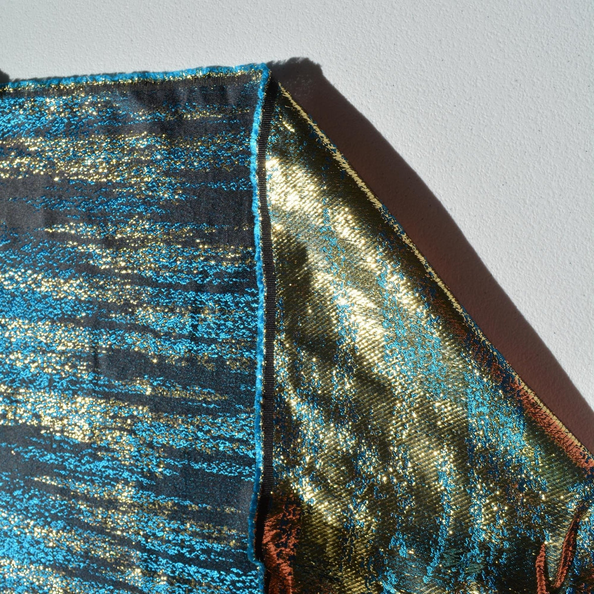 100% Silk Embroidered Silk Fabric Black and blue Embroidered 59" Wide Luxury Fabric Sewing | By the Yard