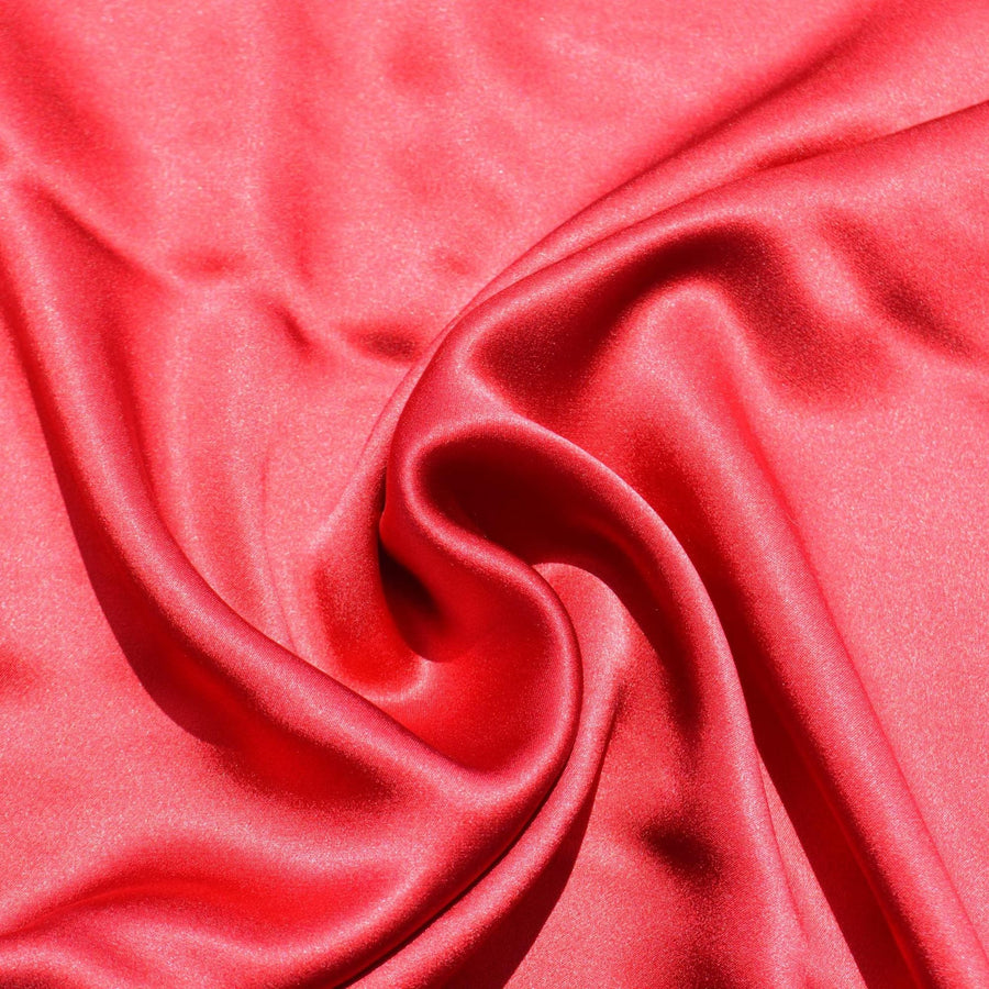 Pure Silk Charmeuse Fabric | Red Designer Deadstock | Dresses, Skirts, Blouses | By the Yard