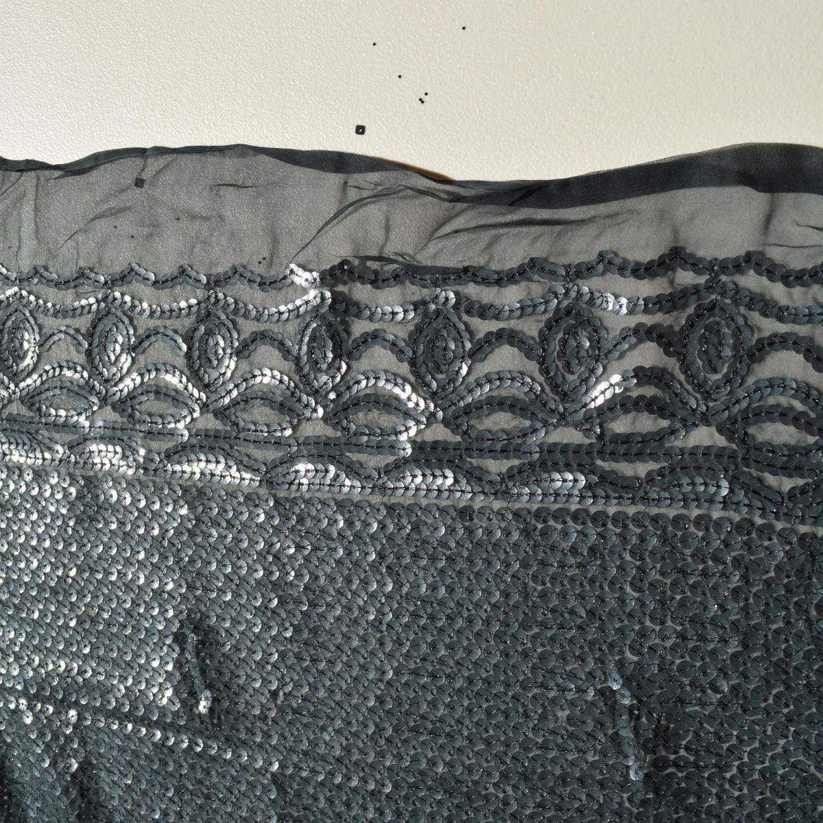 Black and silver sequined Sequined Fabric Fabric | Designer Deadstock Yardage |By the Yard