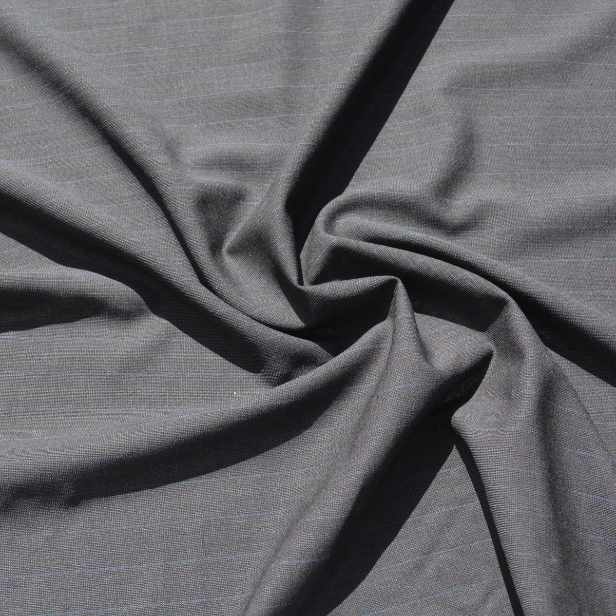 British Super 150s Wool Suiting | Gray with Blue Stripes | Made in England Classic Tailoring Fabric | By the Yard