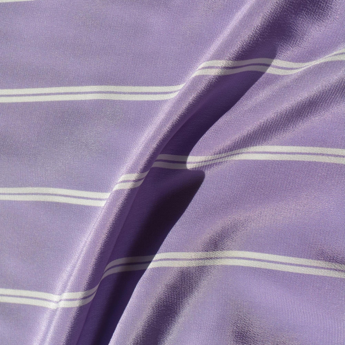 100% Silk Crepe de Chine Print Purple and white Striped 56" Wide Luxury Fabric Sewing | By the Yard