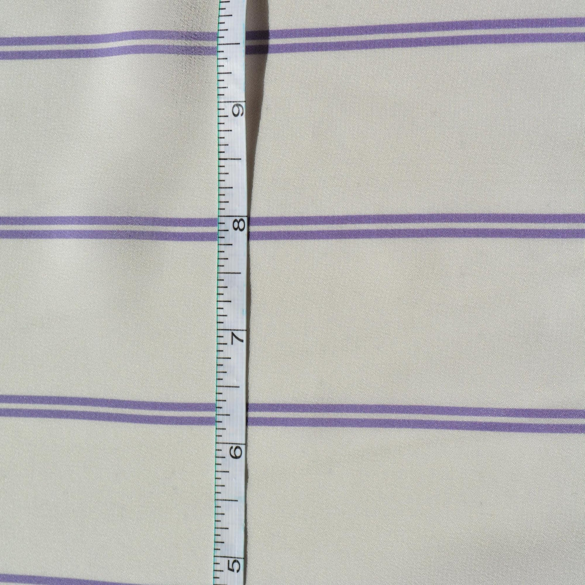 100% Silk Crepe de Chine Print White and purple Striped 56" Wide Luxury Fabric Sewing | By the Yard