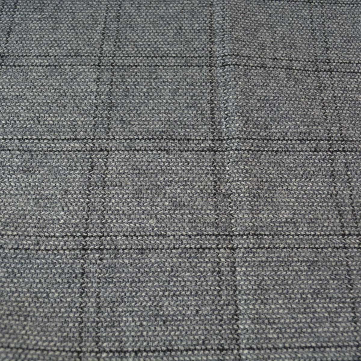 Gray Herringbone Wool Tweed with Black Windowpane 61 Inch Wide | By the Yard