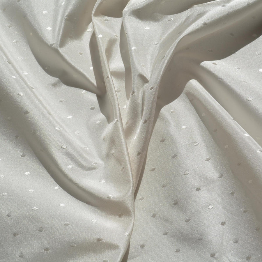 Italian 100 % Silk Jacquard Fabric | Pure Silk Taffeta White | Luxury Bridal & Dressmaking Designer Fabric |By the Yard