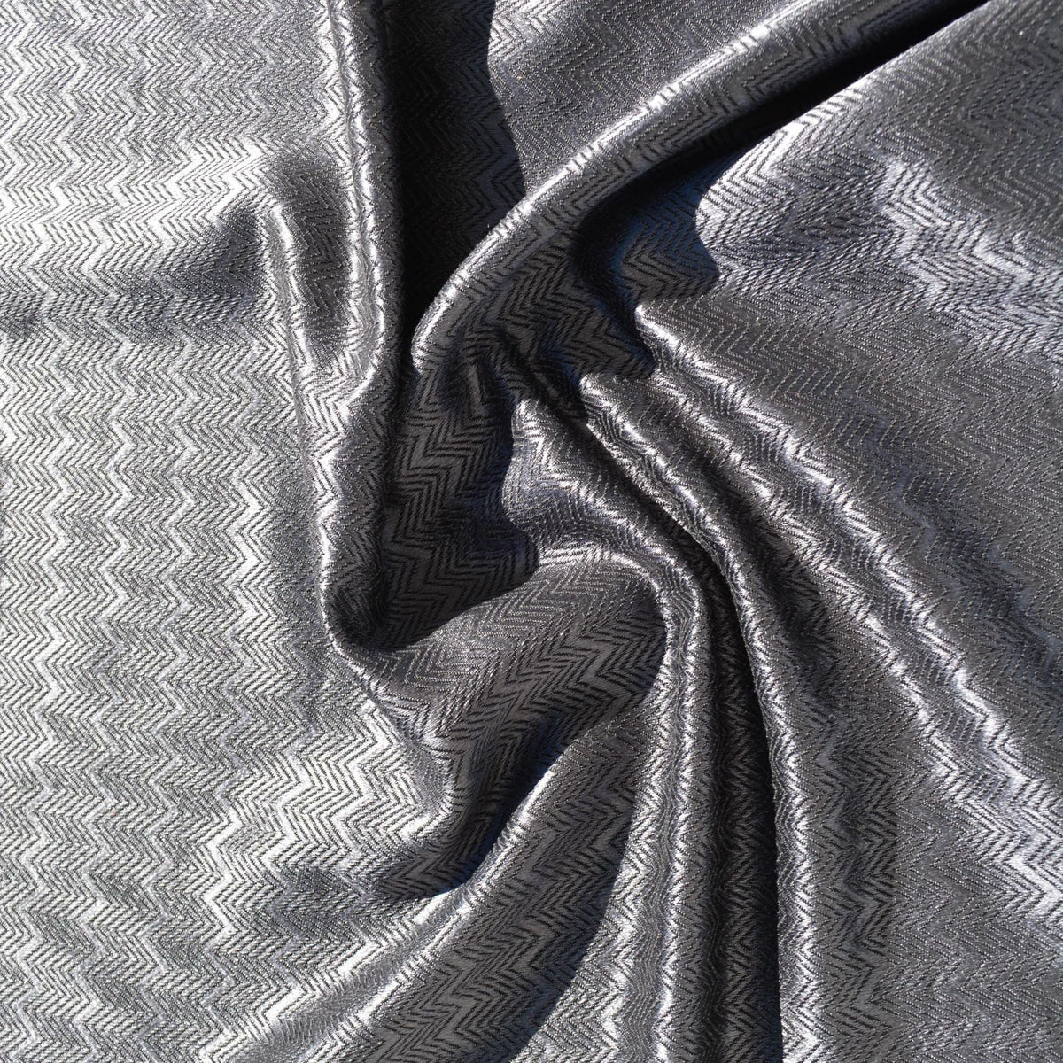 Zigzag Wool Blend Fabric | Dark gray | Luxury Designer Textile |By the Yard