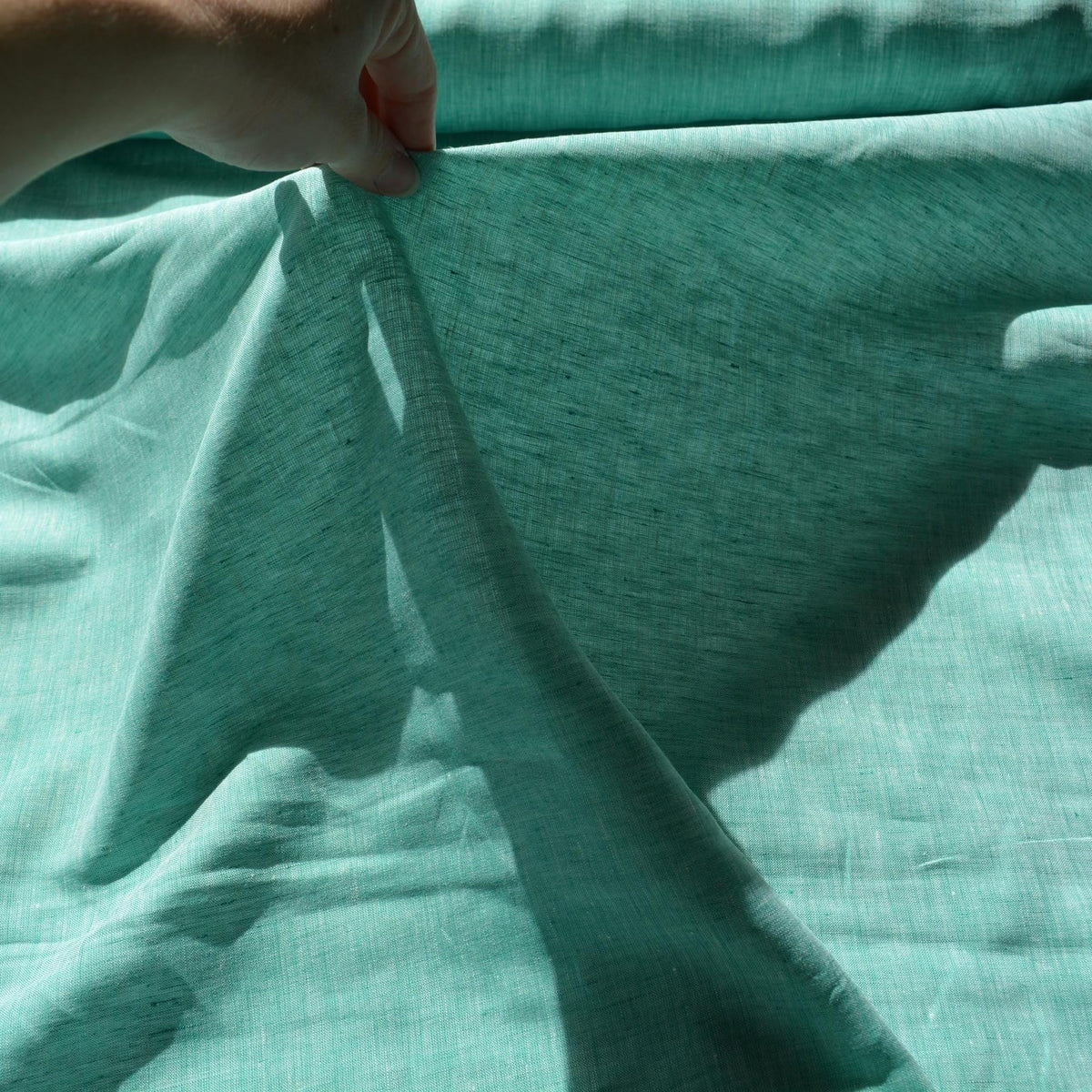 100% Linen Fabric Green and white 60" Wide Dressmaking Tailoring | By the Yard