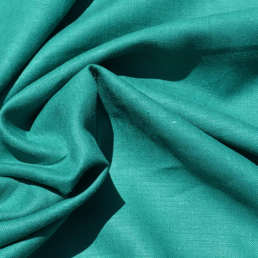 Green Linen Fabric | 100% Midweight Linen Solid Weave 60" Wide | Linen Yardage for Clothing, Summer Dresses, Home Décor Sewing