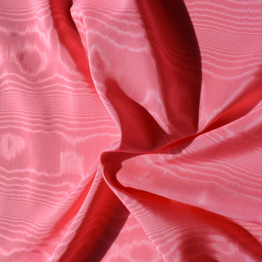 Heavyweight Silk Moiré Taffeta Fabric | Pink Silk Watered Taffeta | By the Yard