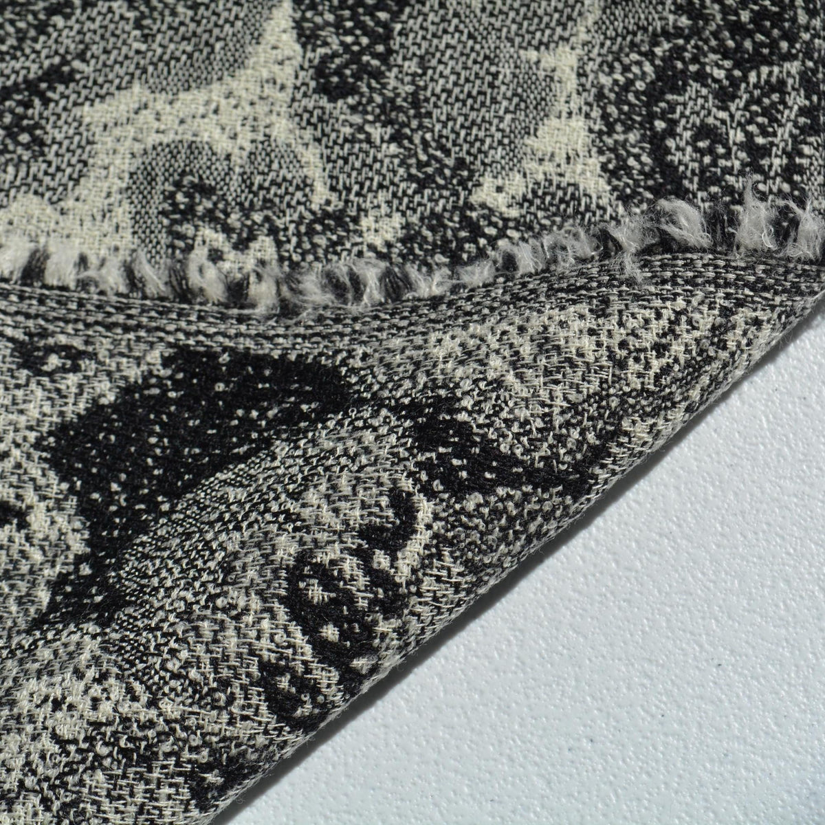 Floral Wool Fabric | Black and white | Luxury Designer Textile |By the Yard