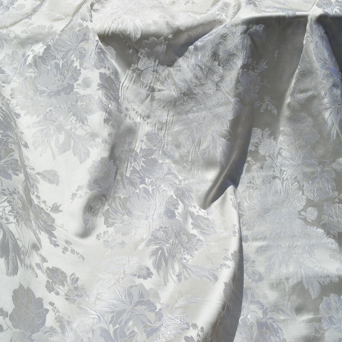 100% Silk Jacquard Fabric | Silk Floral Pattern, Double-Sided, 54” Width | Luxury Bridal & Dressmaking Fabric | By the Y