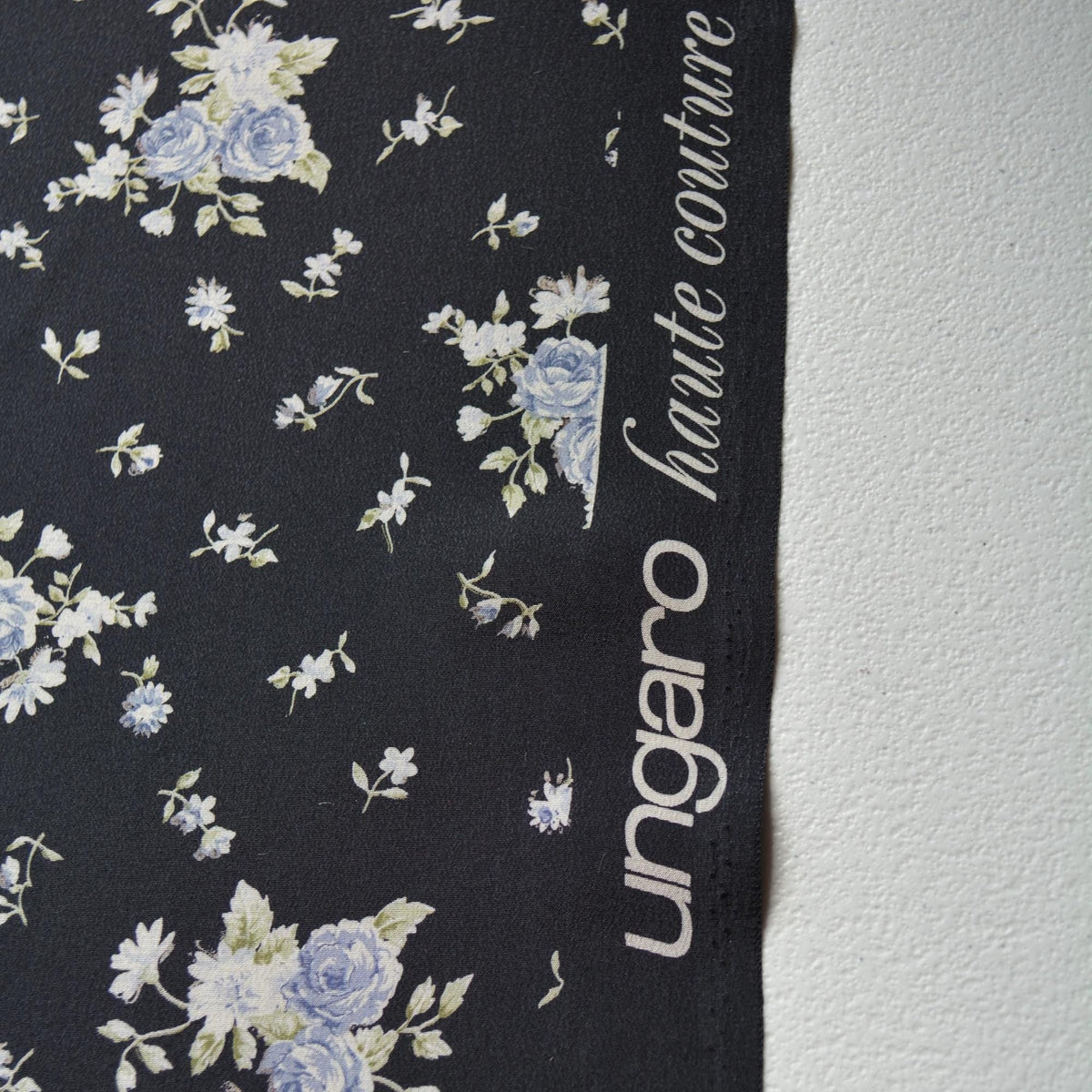 French 100% Silk Crepe de Chine Print Black and blue Floral print 54" Wide Luxury Fabric Sewing | By the Yard