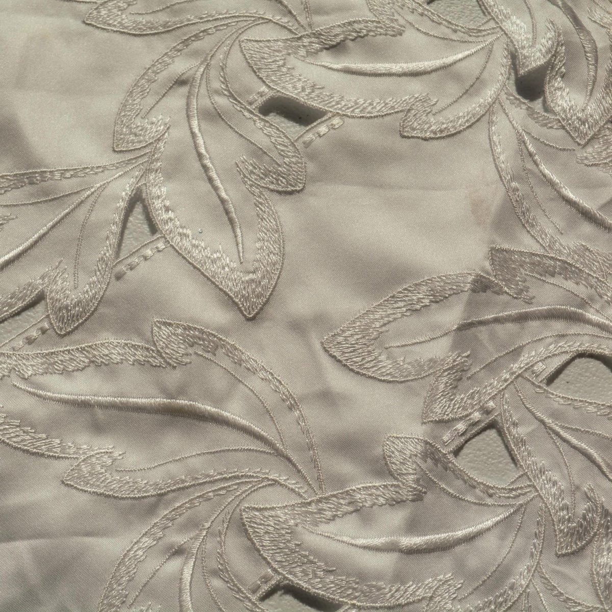 European Embroidered Silk Habotai Cutout Leaf Fabric | By the Yard