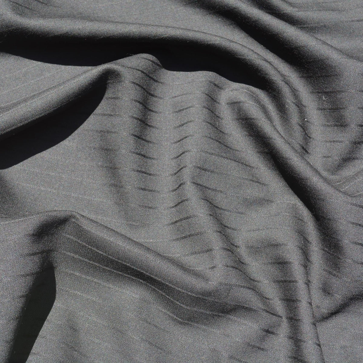 Scottish Super 150s Wool Suiting Fabric | Black Stripes | Made in Scotland | Luxury Tailoring Cloth | By the Yard