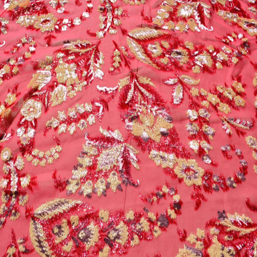 Pink | silk polyester blend | Velvet Burnout | Designer Deadstock | Velvet |By the Yard