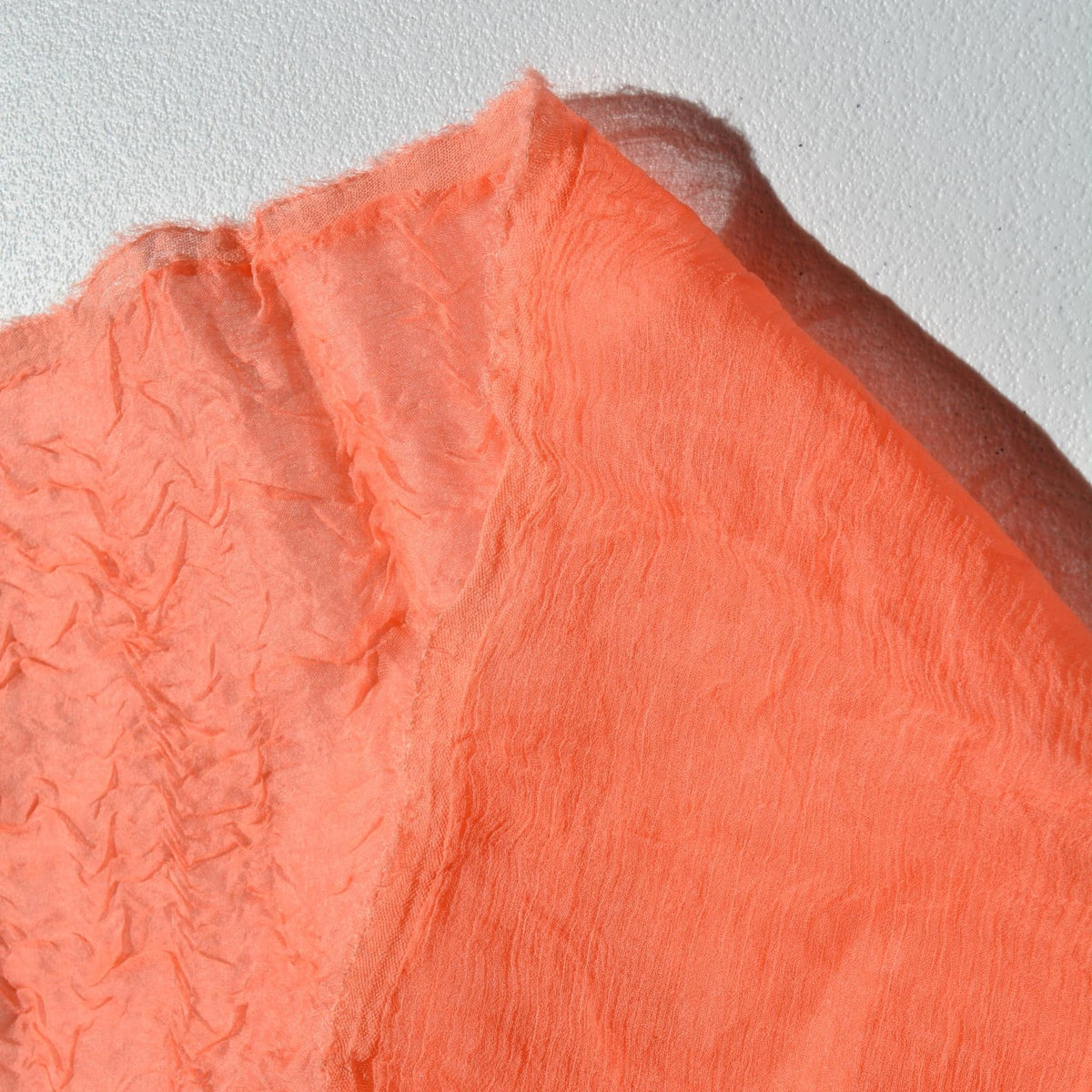 100% Silk Designer Fabric Coral Crinkle silk 48" Wide Luxury Fabric Sewing | By the Yard