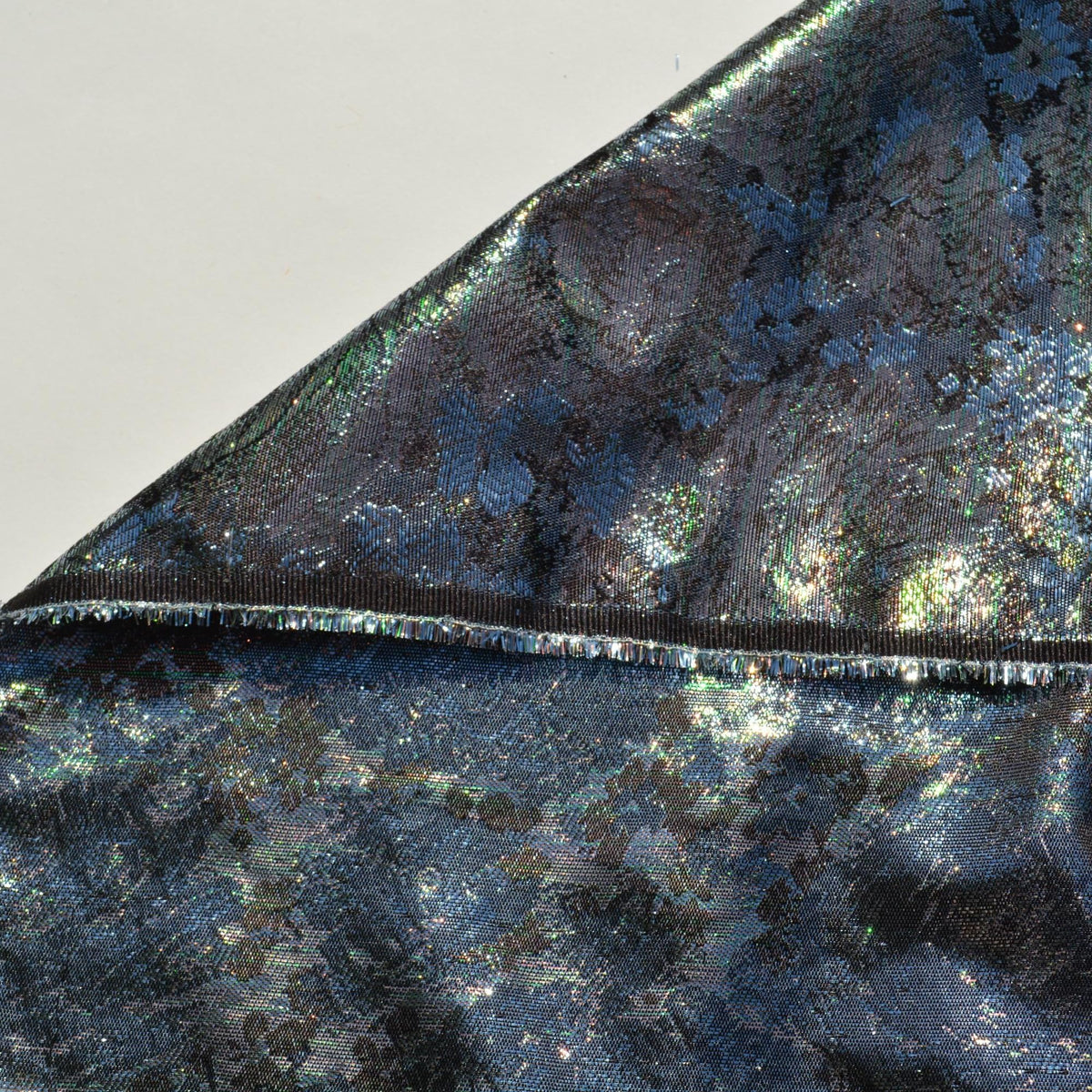 Metallic Black Silver Poly Brocade Fabric | Upholstery Fabric & Home Decor Textile | Curtain, Drapery, Pillow | By the Y