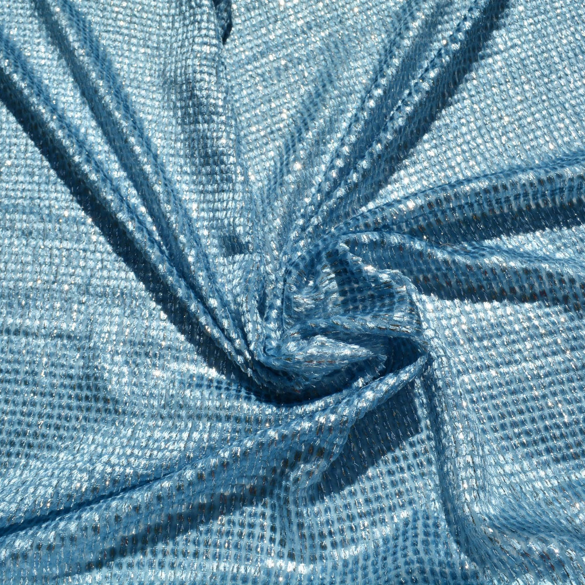 Light Blue Silver Metallic Velvet on Silk Georgette | Designer Fabric | Silk Burnout Velvet, Luxury Dressmaking Fabric |