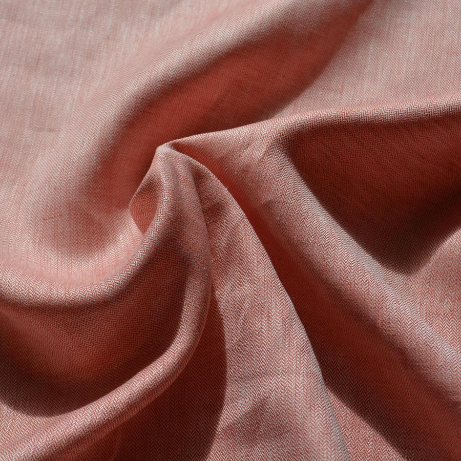 100% Linen Fabric Herringbone Orange and white herringbone 64" Wide Dressmaking Tailoring | By the Yard