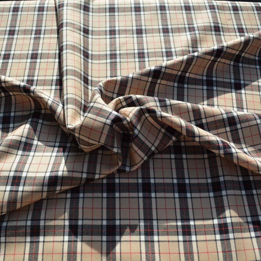 Lightweight Wool Tartan Fabric | 100% Designer Wool, 62" Wide | Luxury Suiting, Jackets, Coats, Apparel Fabric