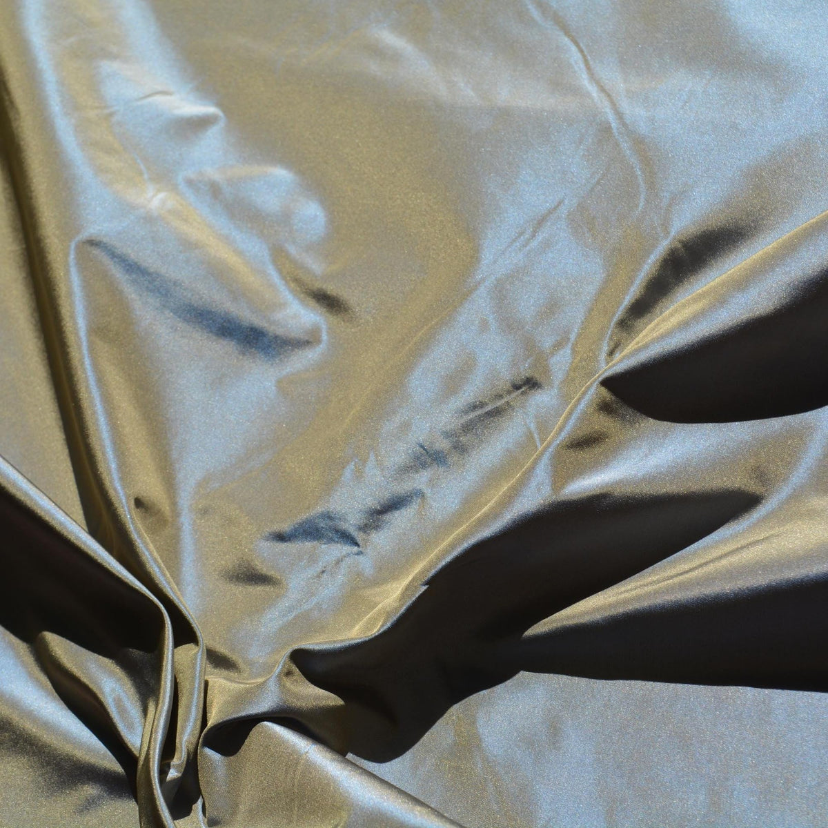 Silk Taffeta Fabric Sky blue and muted gold Two-tone 56" Wide Luxury Fabric | By the Yard