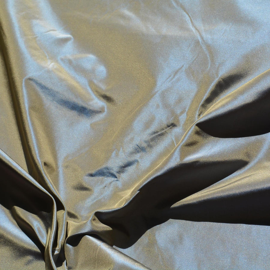 Silk Taffeta Fabric Sky blue and muted gold Two-tone 56" Wide Luxury Fabric | By the Yard