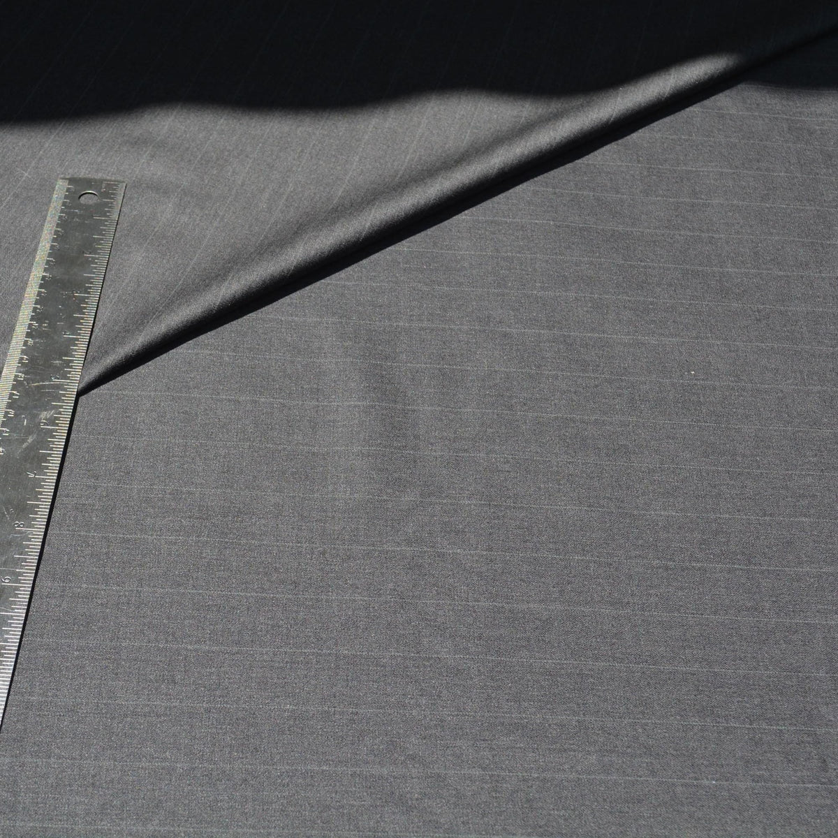 British Cashmere Super 120s Wool Suiting Fabric | Grey with stripes | Made In England | By the Yard