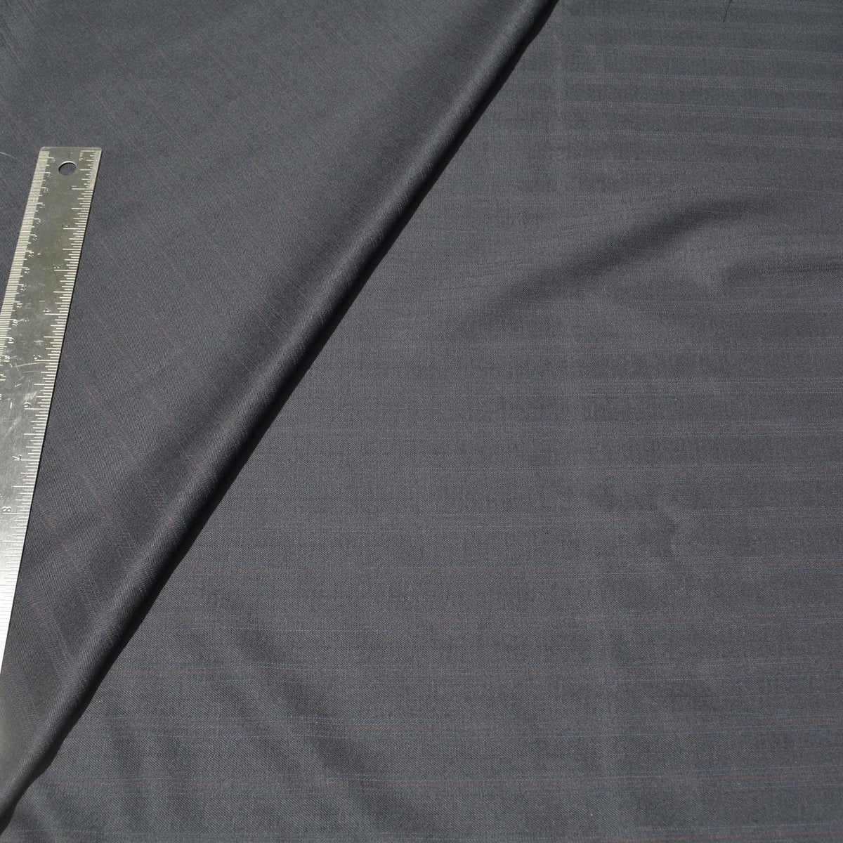 British Super 120s Cashmere Wool Fabric | Grey with red stripes | 60 Inch Wide | Suiting Made In England | By the Yard