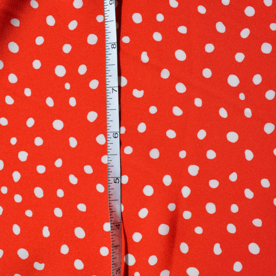 100% Silk Crepe de Chine Print Red and white Polka dot 45" Wide Luxury Fabric Sewing | By the Yard