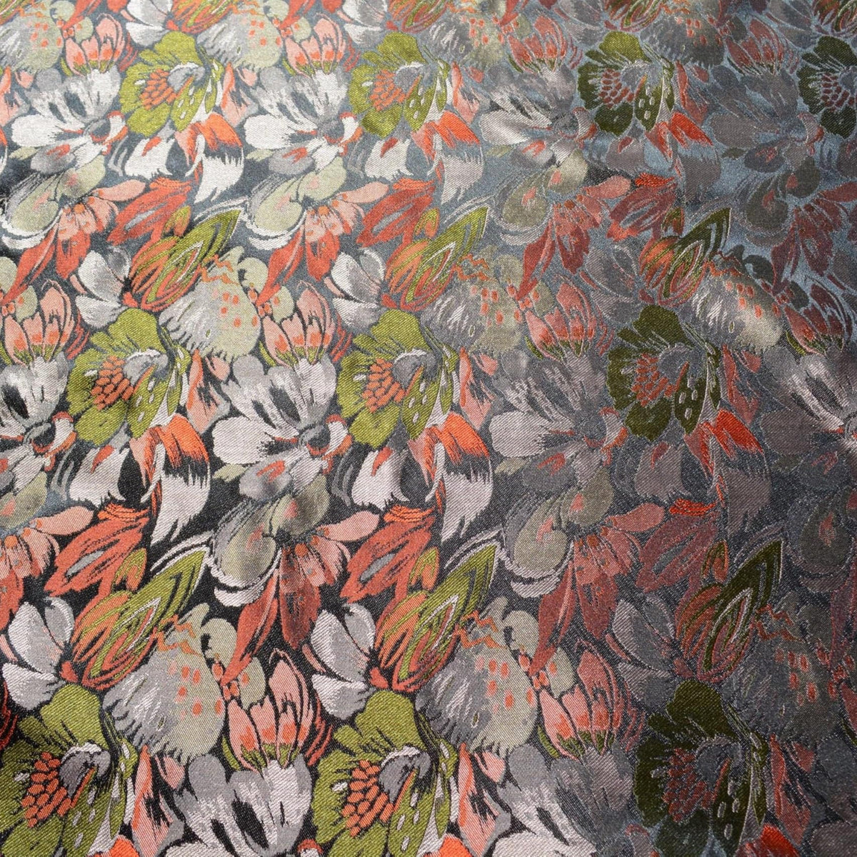 Black floral 100% Silk Brocade Fabric | Upholstery Fabric & Home Decor Textile | Curtain, Drapery, Pillow | By the Yard