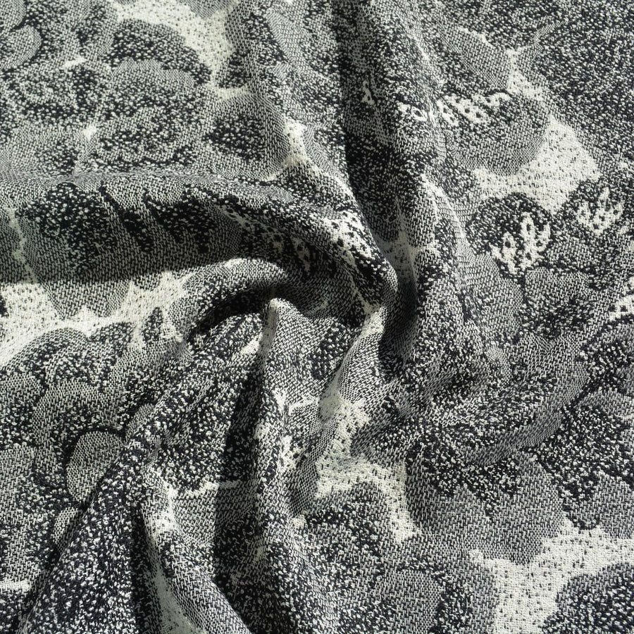 Floral Wool Fabric | Black and white | Luxury Designer Textile |By the Yard