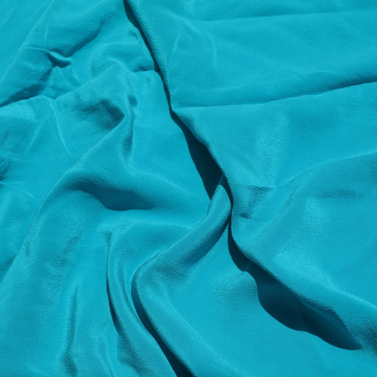 Pure Silk Pebble Crepe Fabric | Blue Lightweight Washed Designer Deadstock | Dresses, Blouses, Skirts | By the Yard