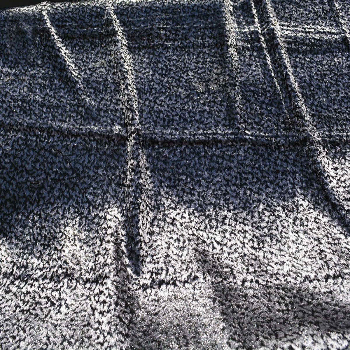 Gray Black Metallic Velvet on Silk Georgette | Designer Fabric | Silk Burnout Velvet, Luxury Dressmaking Fabric | By the