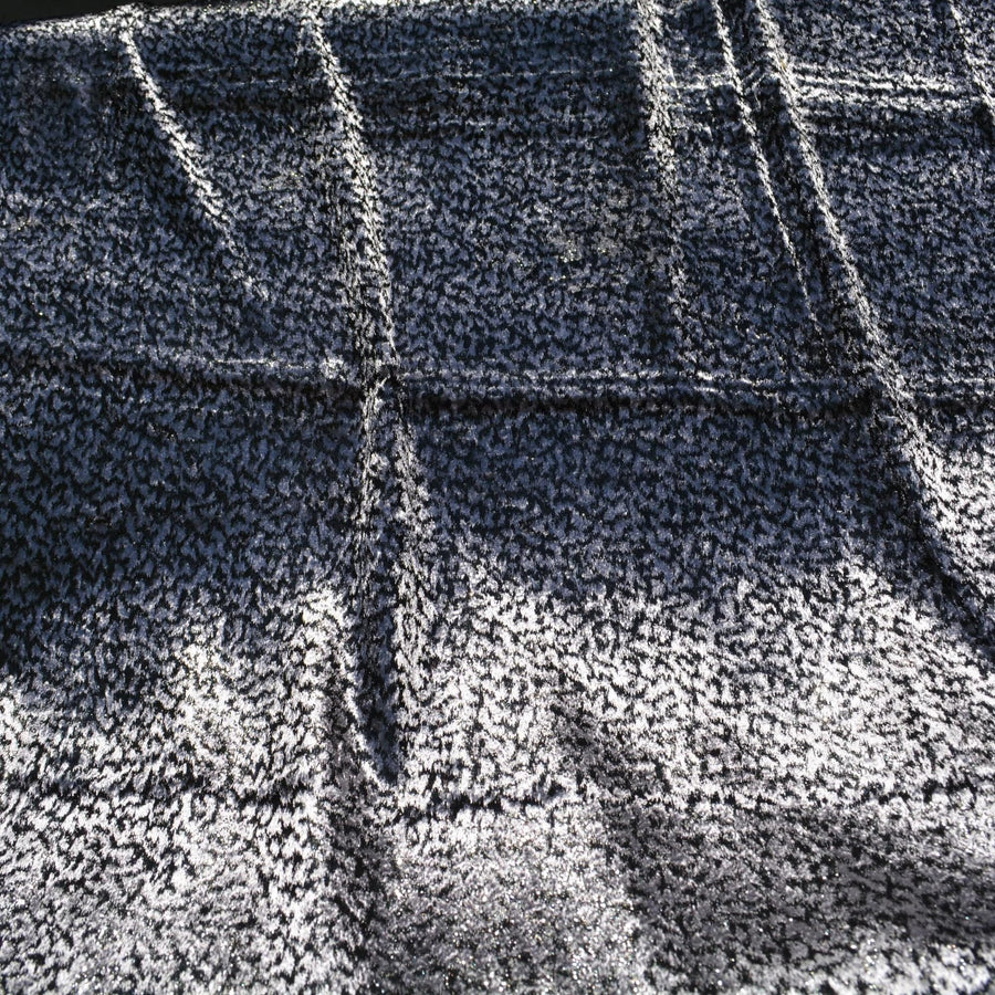 Gray Black Metallic Velvet on Silk Georgette | Designer Fabric | Silk Burnout Velvet, Luxury Dressmaking Fabric | By the Yard