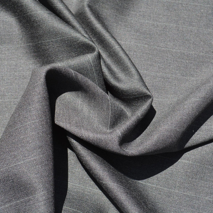 British Cashmere Super 120s Wool Suiting Fabric | Grey with stripes | Made In England | By the Yard