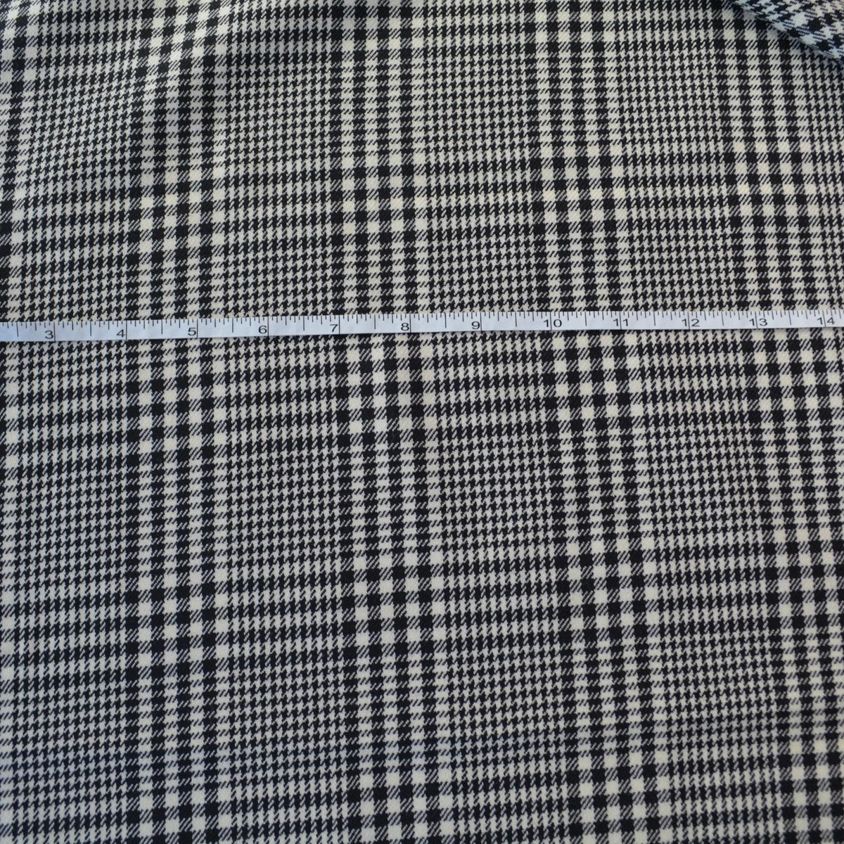Black and White Plaid Virgin Wool Fabric Light Midweight | By the Yard