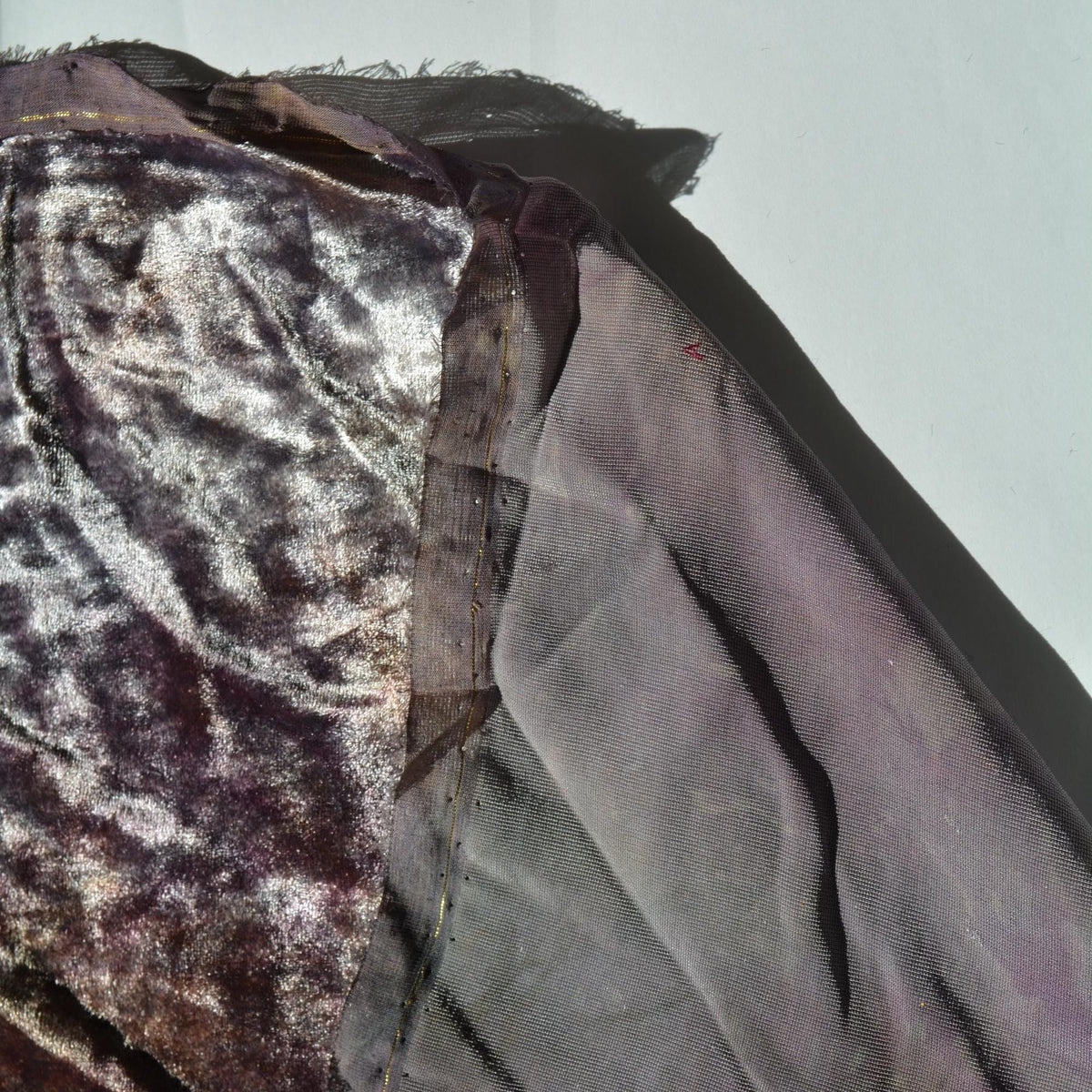 Silver | silk polyester blend | Crushed Velvet | Designer Deadstock | Velvet |By the Yard
