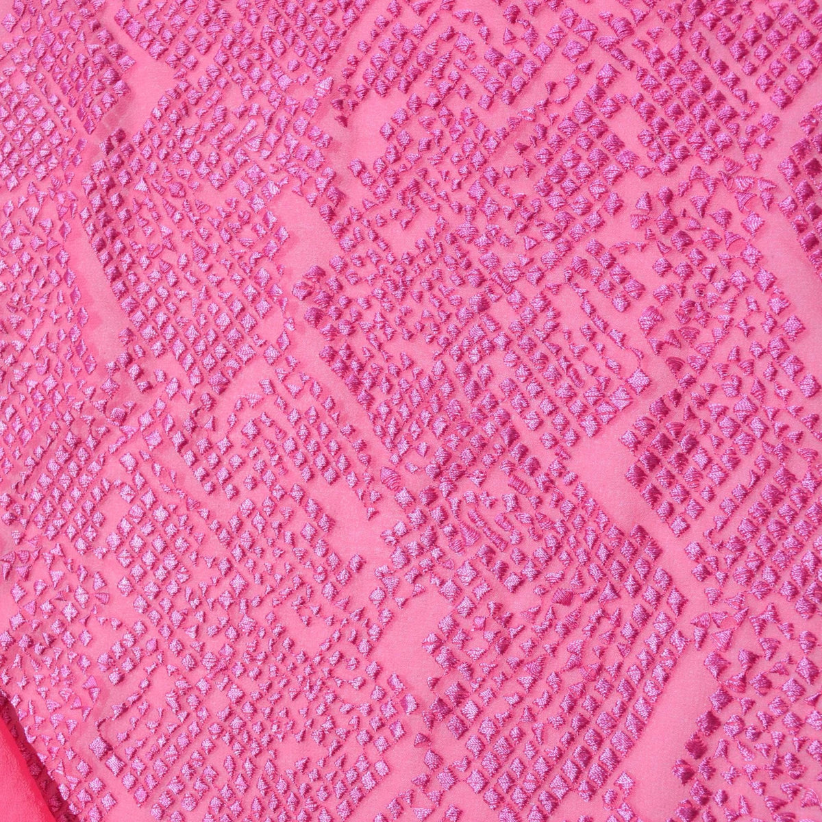 Pure Silk Embroidered Chiffon Fabric | Pink Sheer Designer Deadstock | Dresses, Blouses, Special Occasion | By the Yard