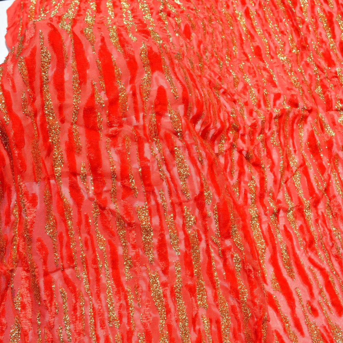 Burnout Velvet Fabric | Red Designer Deadstock | Dresses, Tops, Special Occasion | By the Yard