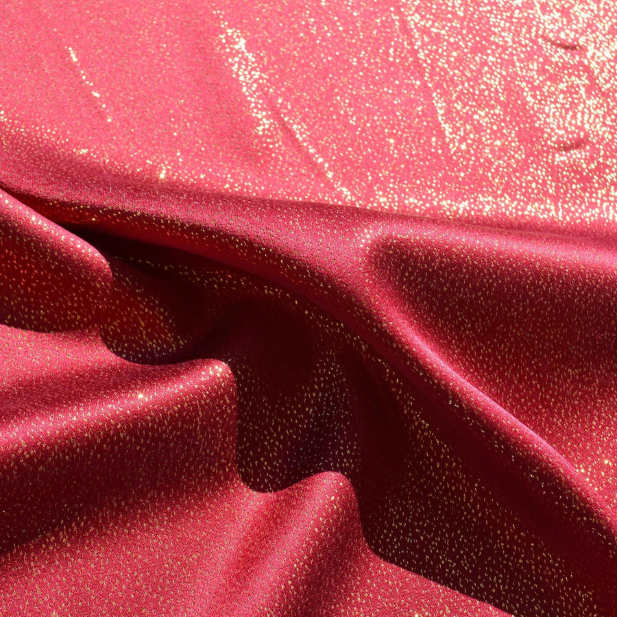 Embroidered Silk Charmeuse Fabric | Burgundy and gold Print | 100% Silk |By the Yard
