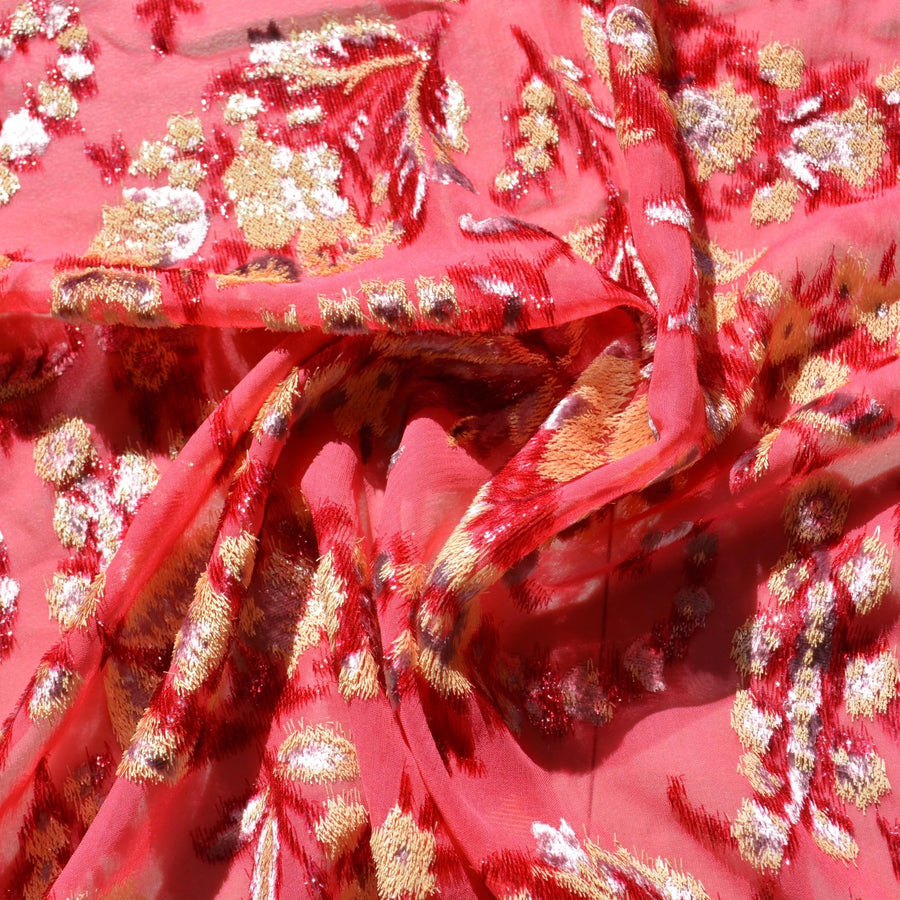 Pink | silk polyester blend | Velvet Burnout | Designer Deadstock | Velvet |By the Yard