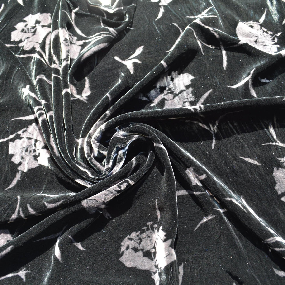Silk Velvet Devoré Georgette Fabric – 100% Silk Burnout Velvet with Floral Pattern | By the Yard