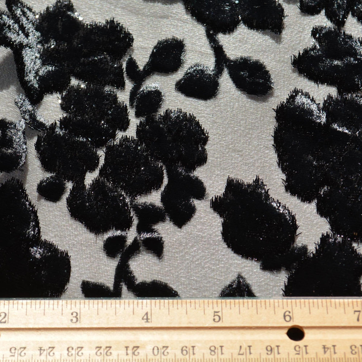 Black Burnout Velvet Fabric | Designer Deadstock Yardage |By the Yard